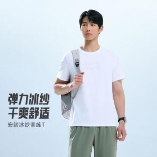 安踏 冰纱T丨凉感冰丝运动短袖男士夏季透气训练健身跑步男士运动上衣