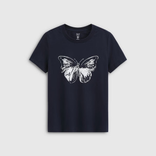 Gap 女装 春季新款 纯棉字母蝴蝶logo圆领短袖T恤 858906