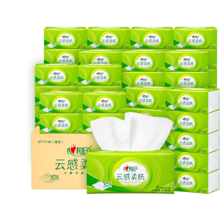 心相印 云感柔肤立体压花系列抽纸柔厚清洁面巾纸家庭餐巾纸 3层 100抽*60包