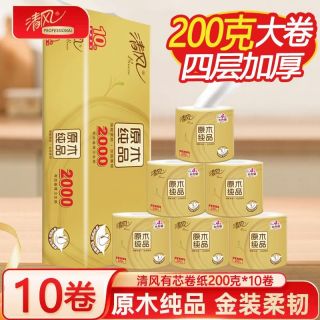 百亿补贴：清风 原木金装10卷装卷纸卷筒纸家用纸巾厕纸实惠