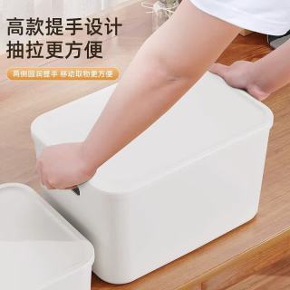 稻草熊 收纳箱  奶油白/大号窄款（带盖） 热销装 4个
