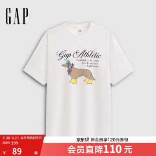Gap 2026春季logo印花宽松短袖T恤 男性 白色 L