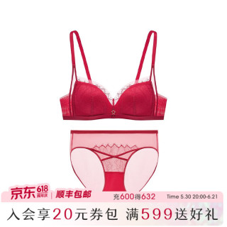 曼妮芬 爱的·星星眼睫毛蕾丝文胸套装 宝石红 70A M （160）