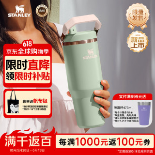史丹利 保冷保温杯大容量吸管杯车载不锈钢水杯男女礼物887ML牛油果绿