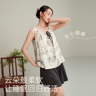 安之伴 Anzhuban 巨凉感 女士睡衣 2026款 纯棉背心短裤复古家居服套装