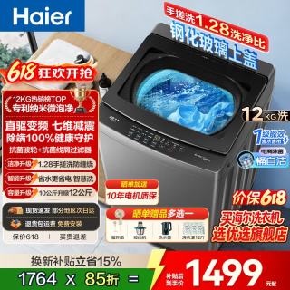 海尔 波轮洗衣机全自动直驱变频10/12公斤手搓式防缠绕 6VE2 12公斤