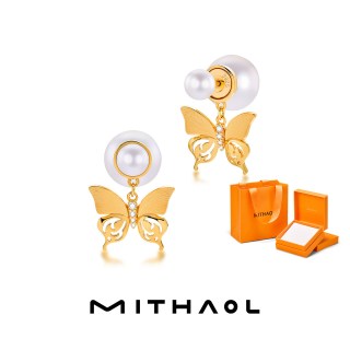 MITHAOL 珍珠蝴蝶耳钉