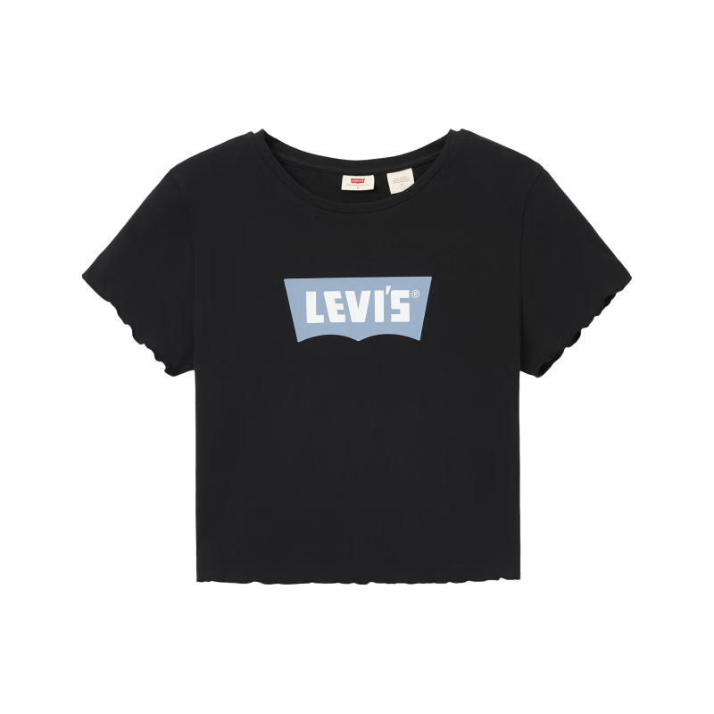 Levi's/李维斯 女士美式短款休闲宽松LOGO短袖T恤 黑色 S