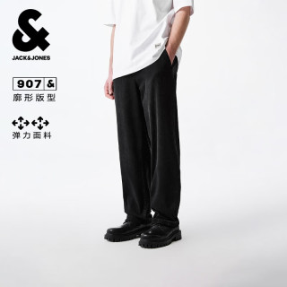 杰克琼斯 杰克·琼斯 新款百搭时尚休闲出街抽绳腰纯色宽松牛仔裤