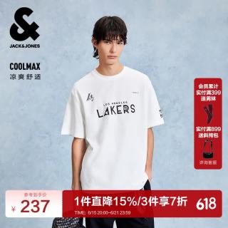 杰克琼斯 杰克·琼斯 男装春季短袖T恤NBA联名略宽松圆领洛杉矶湖人队