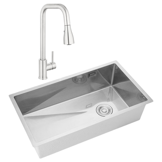 摩恩 304不锈钢手工压纹 700*430mm 厨房水槽套装含龙头