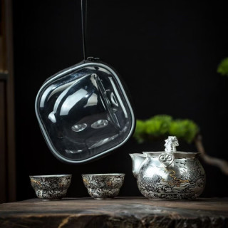 棠门 手绘墨龙便携旅行茶具