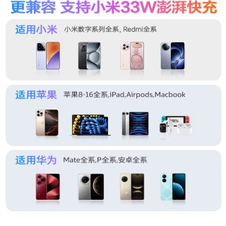 品胜 充电宝2026年新款三合一充电器带插头自带线10000毫安33W快充适用小米华为苹果可上飞机