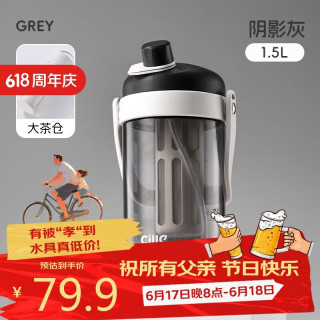 cille 希乐 阴影灰1.5L Tritan材质冷萃壶 带吸管