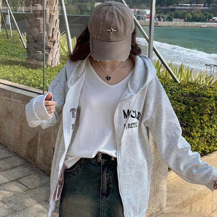 莫代尔 V领短袖T恤女 白色 宽松正肩打底衫