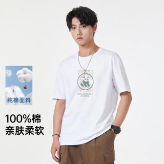 GXG 可爱卡通熊猫印花时尚百搭休闲圆领男式短袖T恤
