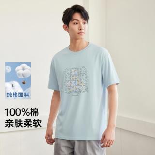 GXG 时尚简约印花休闲舒适透气男式短袖T恤