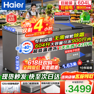 海尔 大容量冰柜500/600/700/800升以上商用冰柜零下40度超低温深冷速冻一级能效无需频繁除霜冷柜