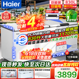 海尔 大容量冰柜500/600/700/800升以上商用冰柜零下40度超低温深冷速冻一级能效无需频繁除霜冷柜