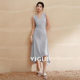 限尺码：亦谷 纯色不规则连衣裙背心裙女2026夏简约大气裙子气质通勤中长裙