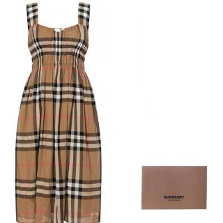 BURBERRY 女士格纹吊带连衣裙
