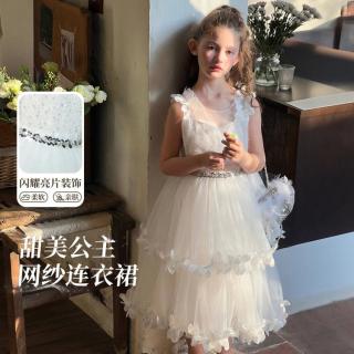 富罗迷 女童无袖连衣裙2026夏季新款甜美网纱公主裙时尚蓬蓬裙连衣裙