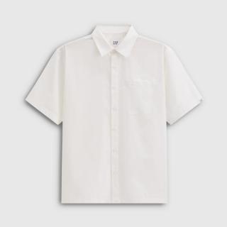 Gap 男装2026夏季款纯棉府绸宽松翻领短袖衬衫休闲上衣854185