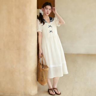 富罗迷 女童娃娃领公主连衣裙26年夏季新款初中生校园百搭休闲连衣裙