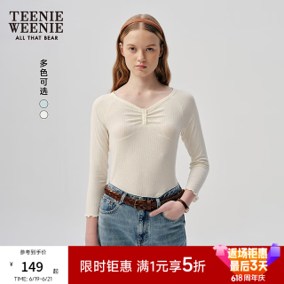 TEENIE WEENIE 小熊女装长袖T恤夏季简约休闲清新时尚上衣