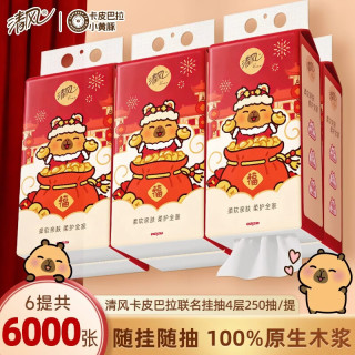 清风 福运挂抽 抽纸 250抽6包(170*132mm)