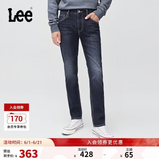 Lee 7修身中腰直筒五袋款深蓝色男牛仔裤 深蓝色  36
