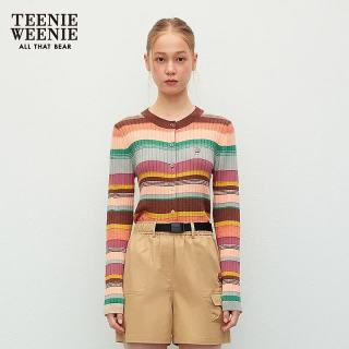 TEENIE WEENIE 青春活力多巴胺条纹刺绣开衫毛衣针织衫