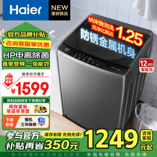 海尔 12公斤波轮家用全自动大容量直驱变频智能洗脱洗衣机EB120B35Mat