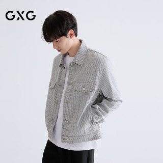 GXG 男装 微廓定织肌理提花翻领牛仔夹克时尚外套 26年春新品