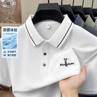 尺度保罗 男士翻领短袖T恤夏季薄款冰丝透气休闲刺绣POLO衫