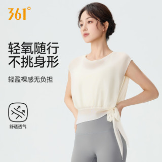 361° 瑜伽服女士罩衫夏季轻薄透气运动上衣短袖绑带式高级感训练服
