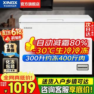 星星 冰柜大容量 减霜保鲜净味一级能效 300升 升级钢板内胆300DE