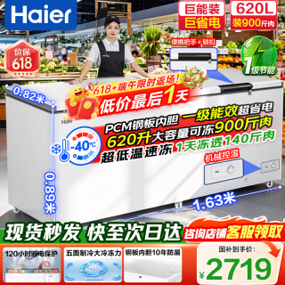 海尔 大容量冰柜500/600/700/800升以上商用冰柜零下40度超低温深冷速冻一级能效无需频繁除霜冷柜