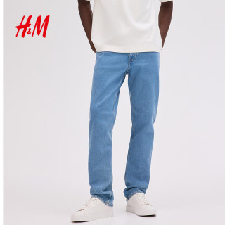 H&M 男装牛仔裤2025年夏季中腰休闲舒适弹力棉质长裤5袋式1008549 牛仔蓝038 34 175/86