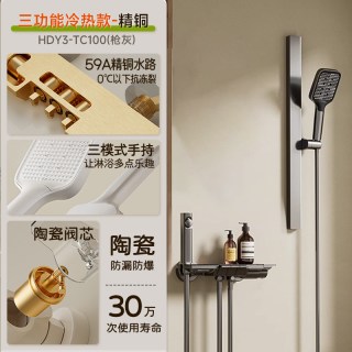 惠达 TC100 恒温无顶喷花洒套装 精铜主体 枪灰