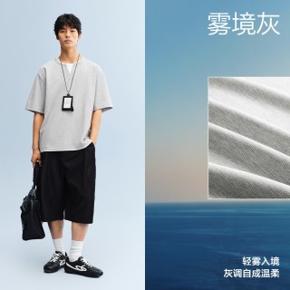 太平鸟 男士假两件亨利领T恤 BBCNG212F-0613