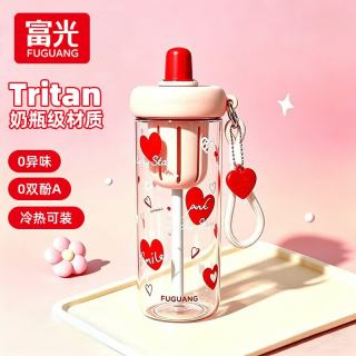 富光 Tritan吸管杯 680ml 柔粉绯心