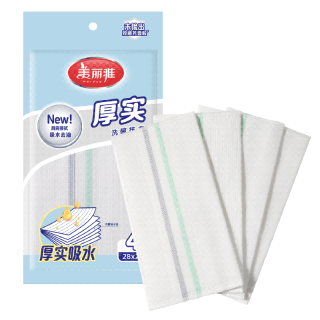 美丽雅 厨房多层加厚抹布  28*28cm 强力吸水去油 4片装