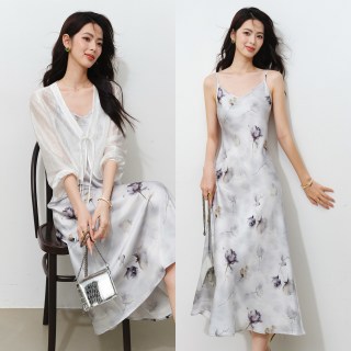 晚白 女士度假风吊带裙 26020396