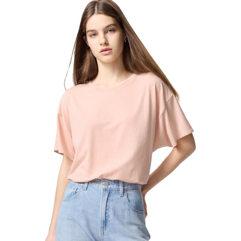 UNIQLO/优衣库 AIRism T恤 水粉色 S 155/80A
