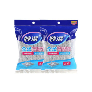 妙潔 MIAOJIE 妙洁 彩条金柔百洁布 厨房家用洗锅洗碗布 2包4片