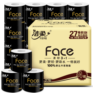 洁柔 黑Face系列 有芯卷纸 4层*200g*27卷