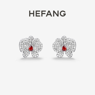 HEFANG 蝴蝶兰耳钉轻奢时尚 新中式百搭日常 银饰