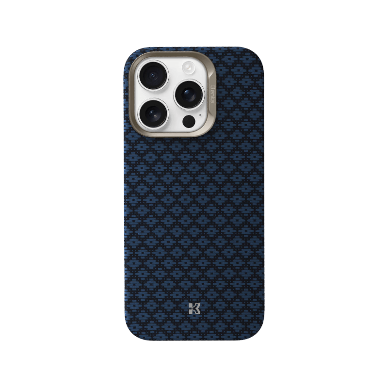 邦克仕 iPhone16 ProMax 凯芙拉菱格浮织磁吸保护套 典藏蓝
