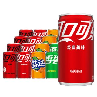 可口可乐 mini迷你罐饮料汽水200ml*12罐整箱零度无糖可乐芬达雪碧